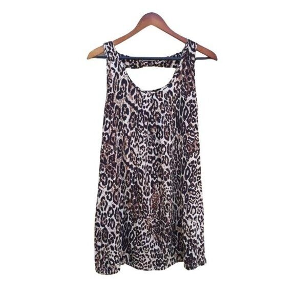 Linea Donatella Lingerie Day To Night Soft Leopard Print Mini Shift Dress Sz M - Picture 1 of 8